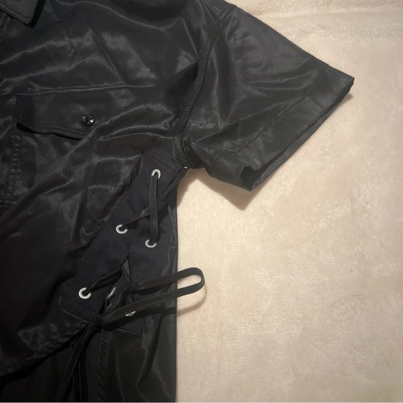Rag & Bone Black  Lace Up Side Mason Shirt. Size S Retail $325 - Picture 7 of 10